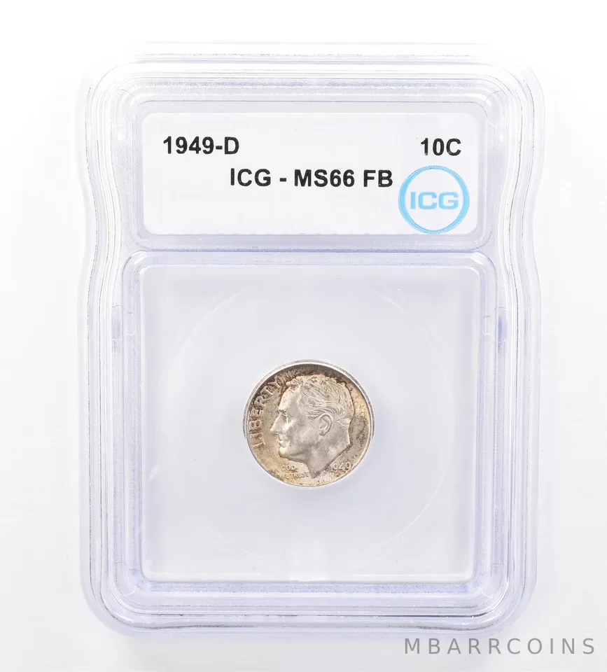 1949-D Roosevelt Dime MS66 FB ICG Beautiful Tone a1597