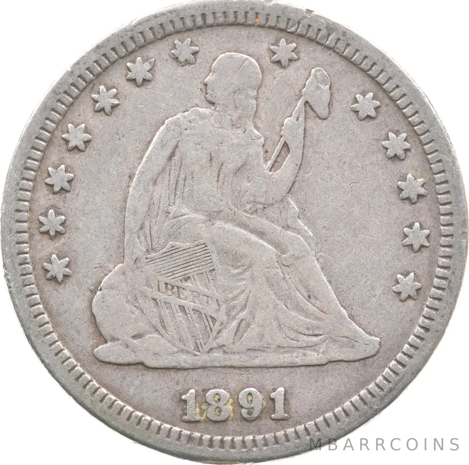 1891 Seated Liberty Quarter a7619