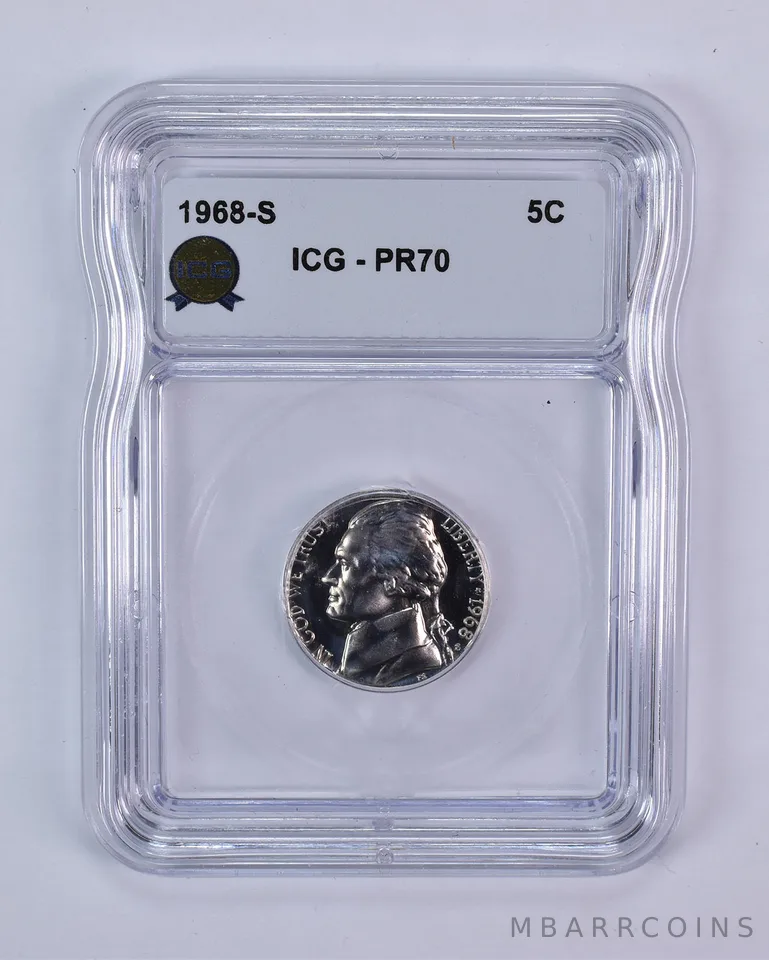 1968-S Jefferson Nickel PR70 ICG