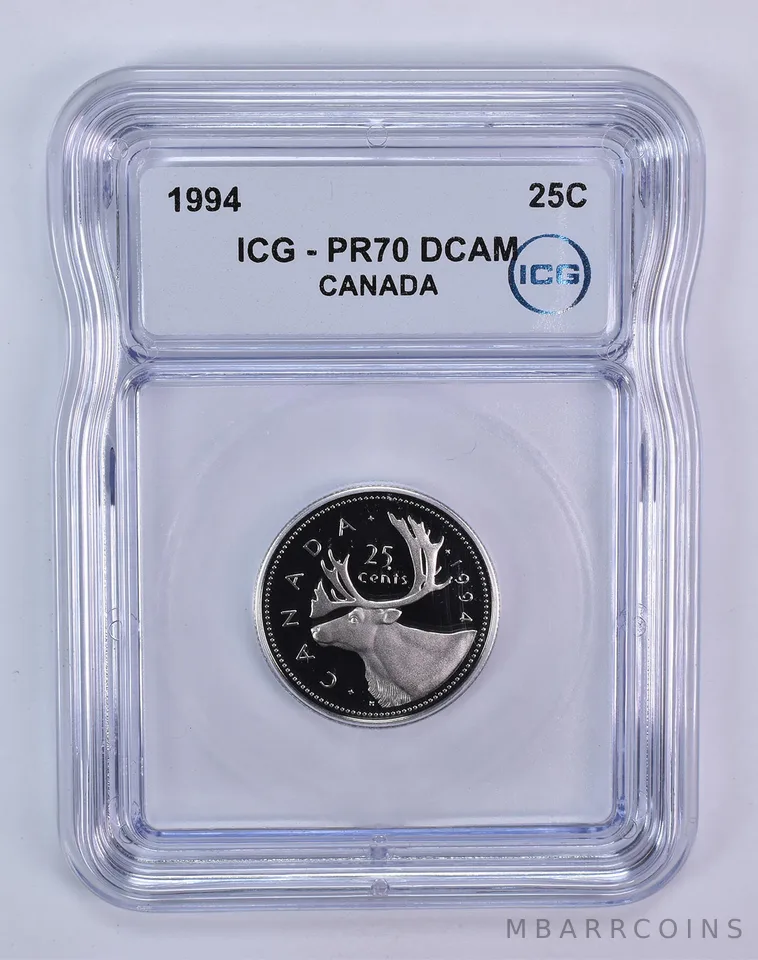 1994 Canada 25 Cents Caribou PR70 DCAM ICG