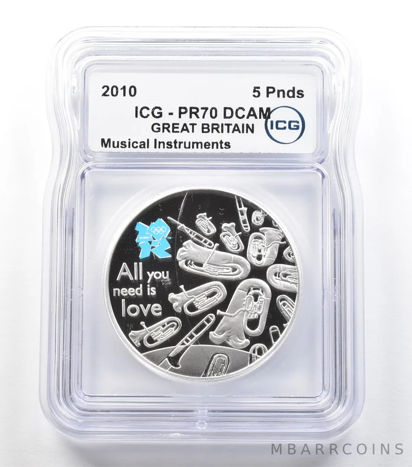 2010 Great Britain 5 Pounds Silver Musical Instruments PR70 DCAM ICG a3690
