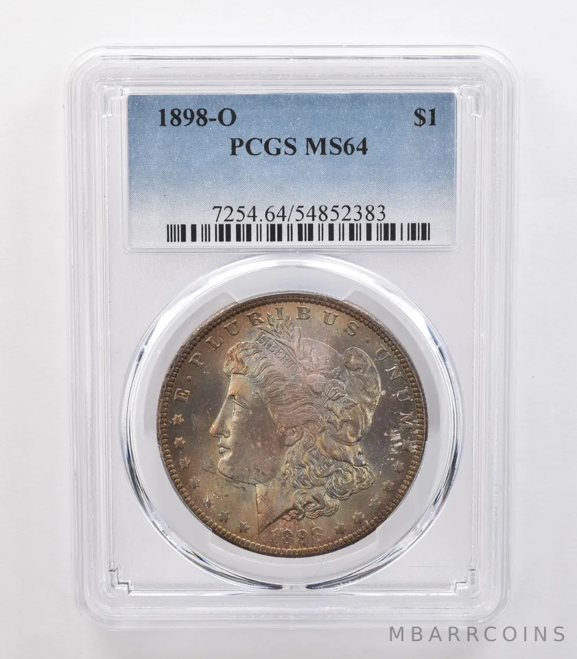 1898-O Morgan Silver Dollar MS64 PCGS Rainbow Tone a0723