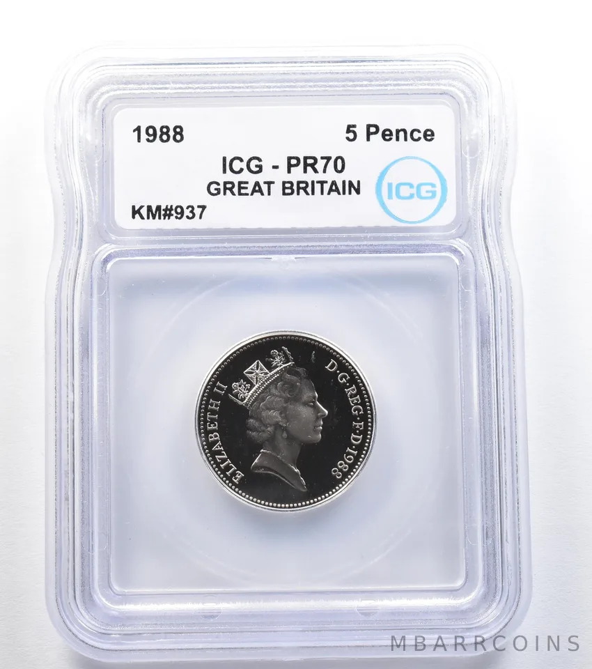 1988 Great Britain 5 Pence KM#937 PR70 ICG a7856