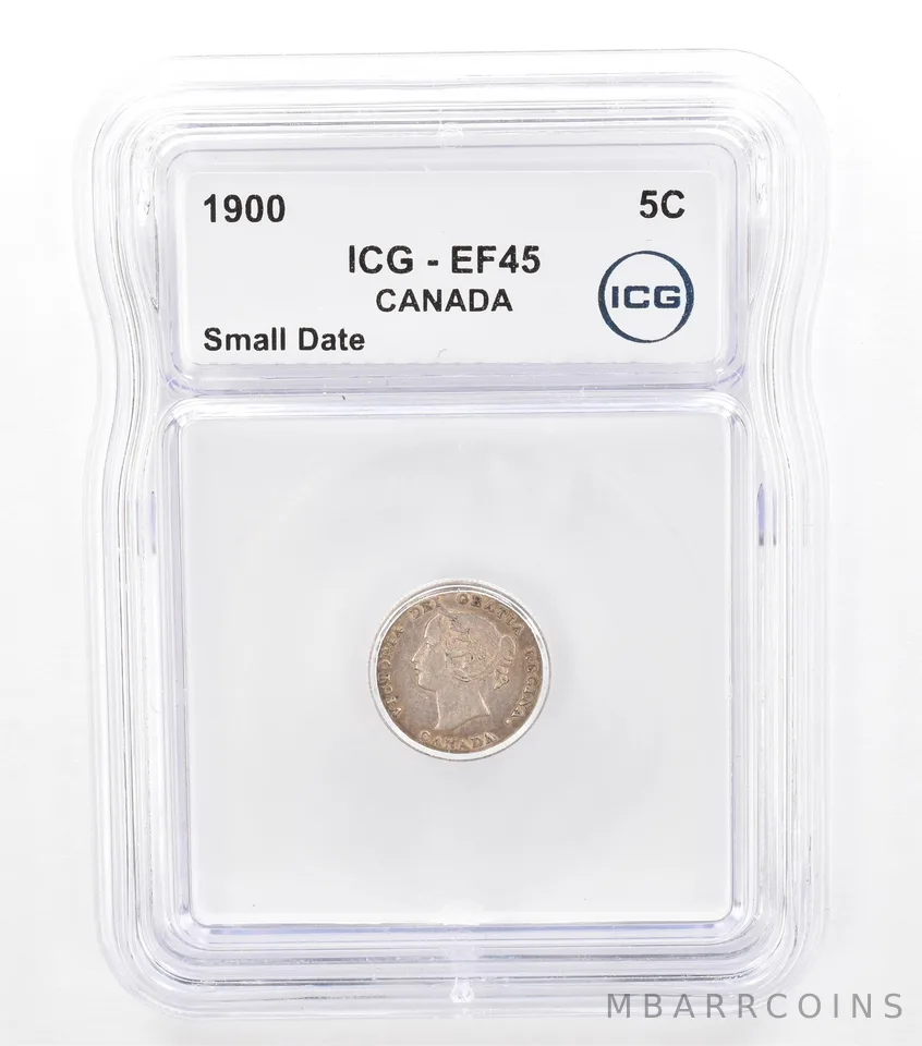 1900 Canada 5 Cents Small Date EF45 ICG Beautiful Tone *5751