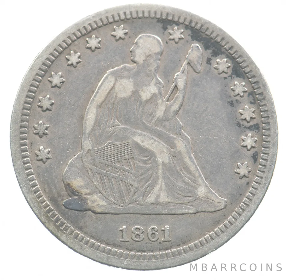 1861 Seated Liberty Quarter *4784