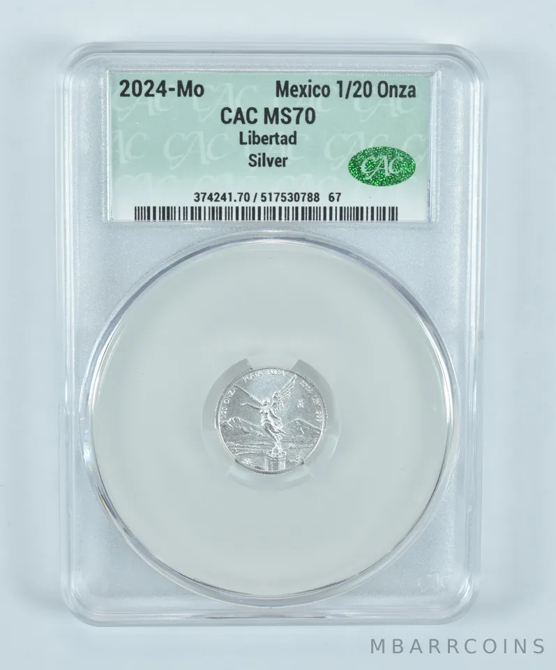 2024 Mo Mexico 1/20 Onza Silver Libertad MS70 CAC CACg