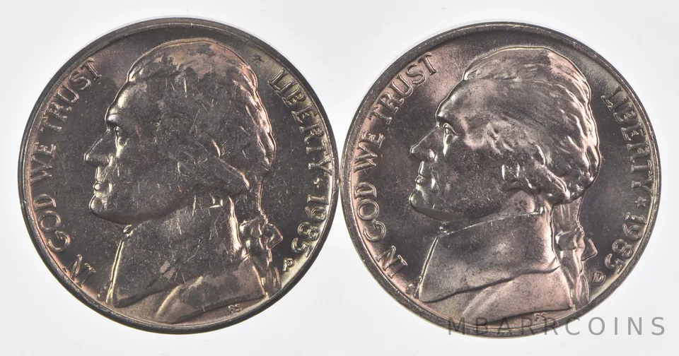 (Set) 1985 P+D Jefferson Nickel Unc Bundle