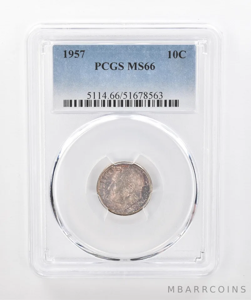 1957 Roosevelt Dime MS66 PCGS Beautiful Tone *1438