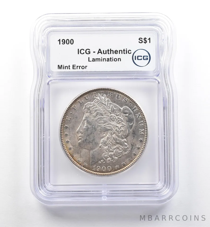 1900 Morgan Silver Dollar Mint Error Lamination Authentic ICG *7497