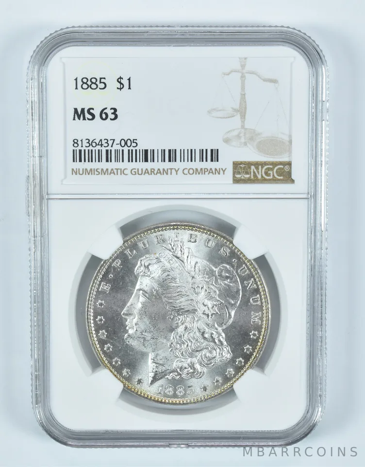 1885 Morgan Silver Dollar MS63 NGC Brown Label