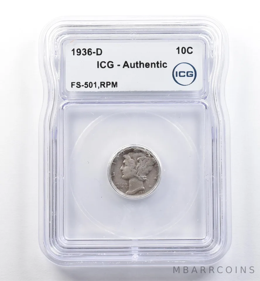 1936-D Mercury Dime FS-501 RPM Authentic ICG *5993