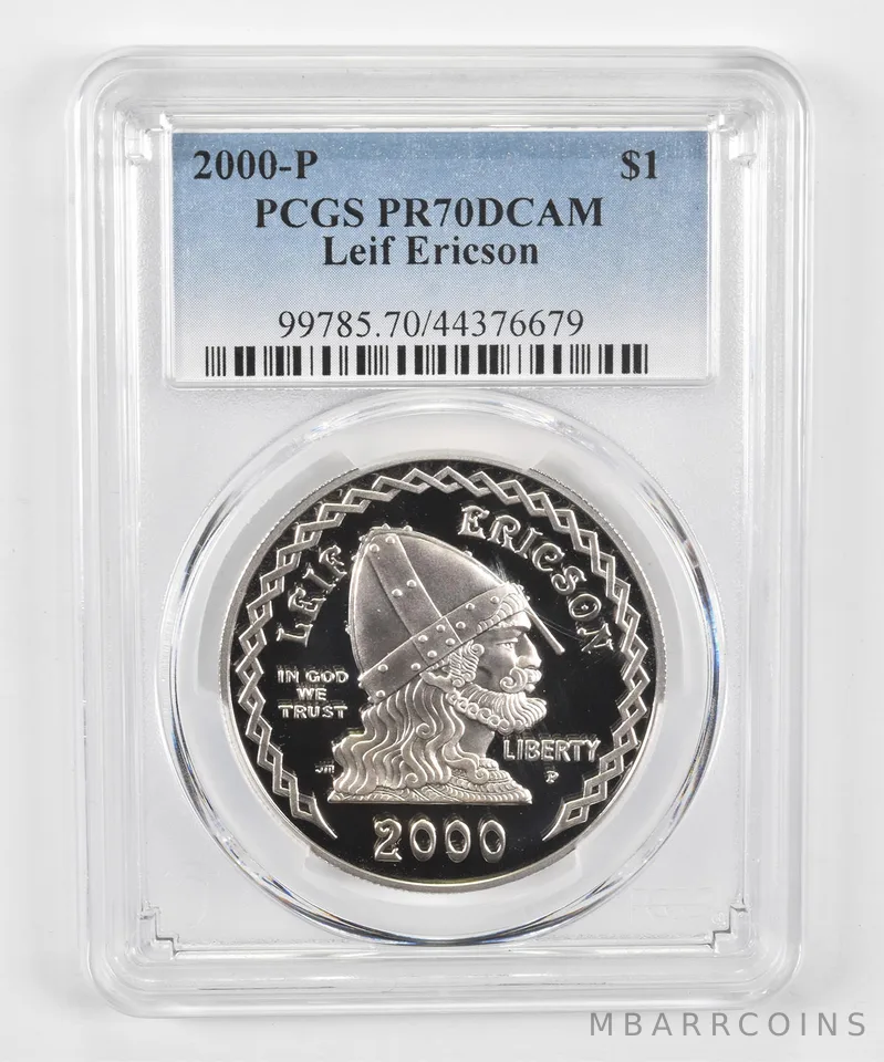 2000-P Leif Ericson Commemorative Dollar PR70 DCAM PCGS Blue Label