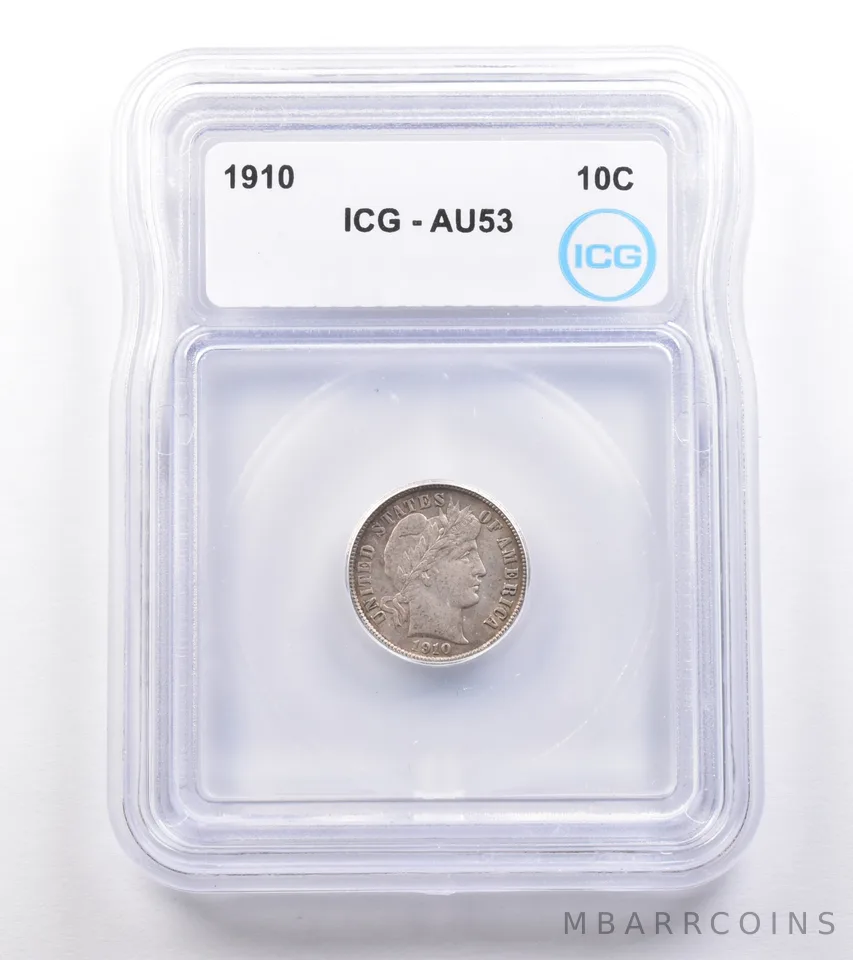 1910 Barber Dime AU53 ICG *4888
