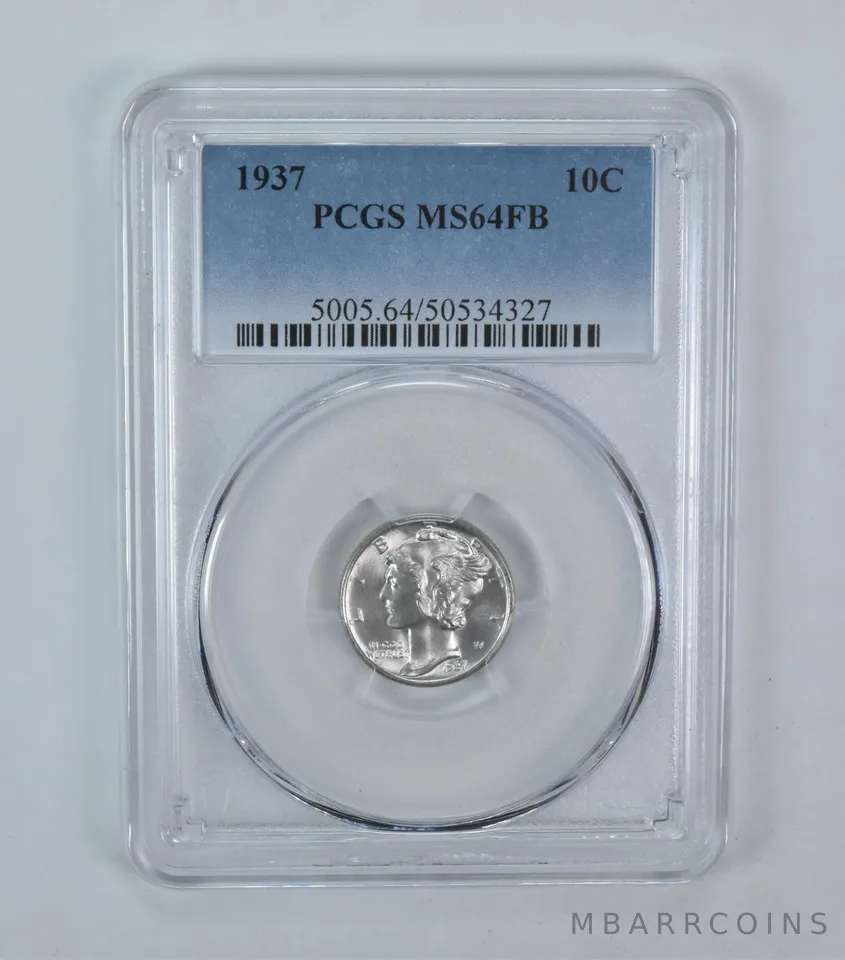 1937 Mercury Dime MS64 FB PCGS Blue Label