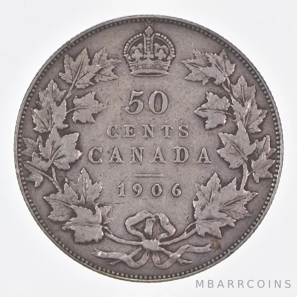 Better Date - 1906 Canada 50 Cents World Coin- Silver *400