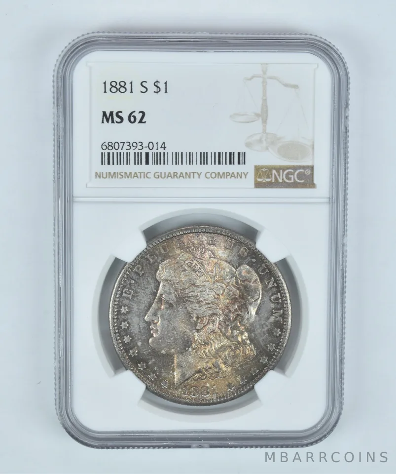 MS62 1881-S Morgan Silver Dollar NGC Beautifully Toned *2202