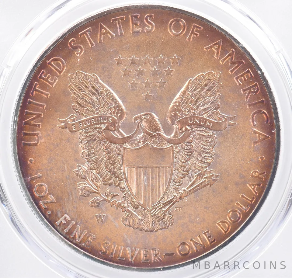 2018-W Burnished Silver Eagle SP68 PCGS Beautiful Tone Reverse *2172