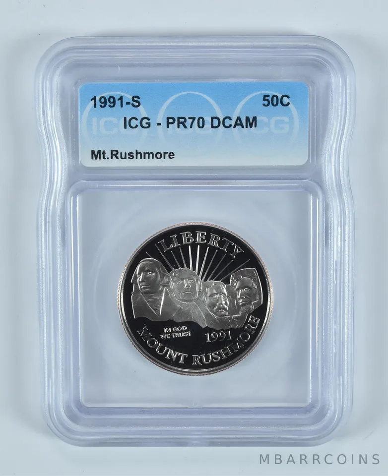 1991-S Mount Rushmore Commemorative Half Dollar PR70 DCAM ICG