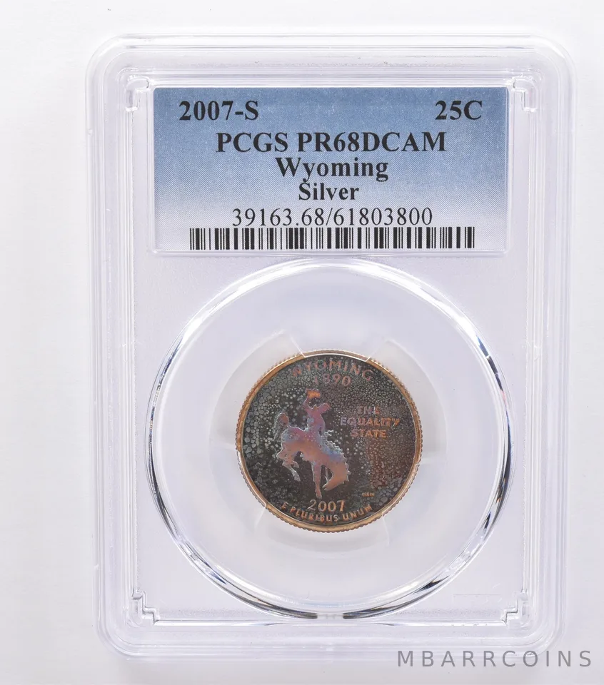 2007-S Washington State Quarter Wyoming Silver PR68 DCAM PCGS Nice Tone *8763