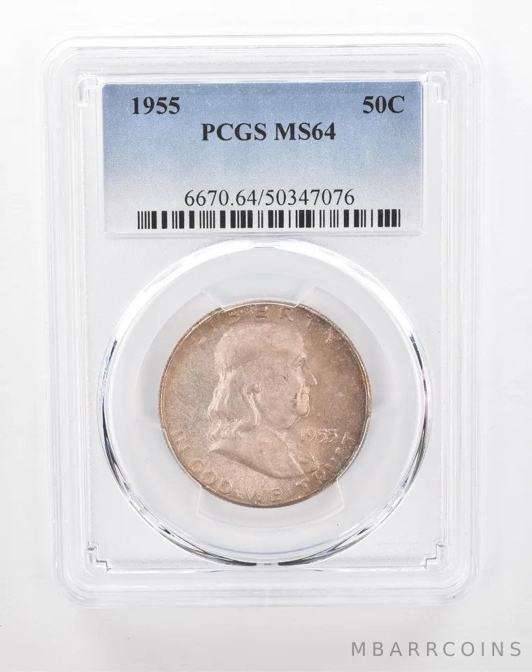 1955 Franklin Half Dollar MS64 PCGS Beautiful Tone *2888