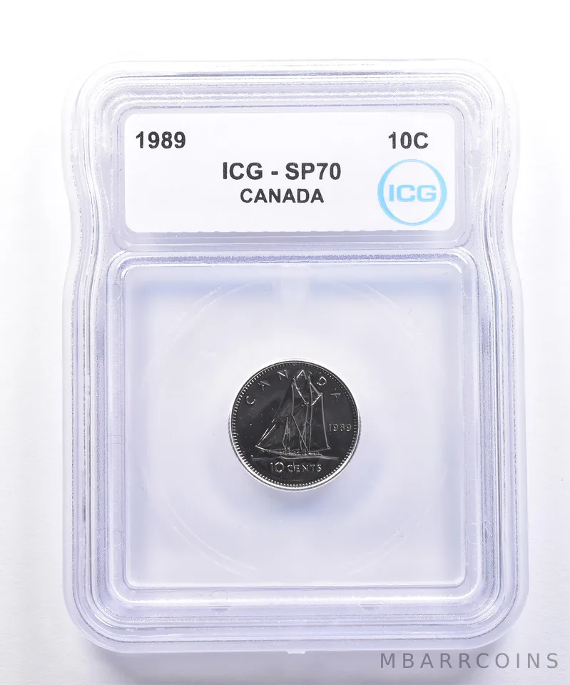 1989 Canada 10 Cents Bluenose SP70 ICG