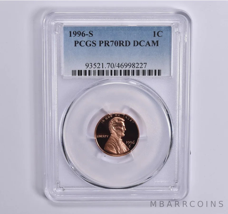 1996-S Lincoln Memorial Cent PR70 RD PCGS Blue Lbl