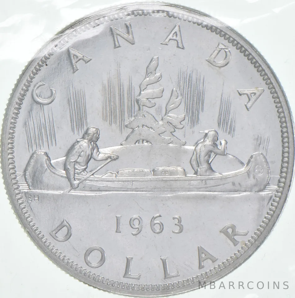1963 Canada 80% Silver Canadian Silver Dollar Proof Like PL Sealed Cello