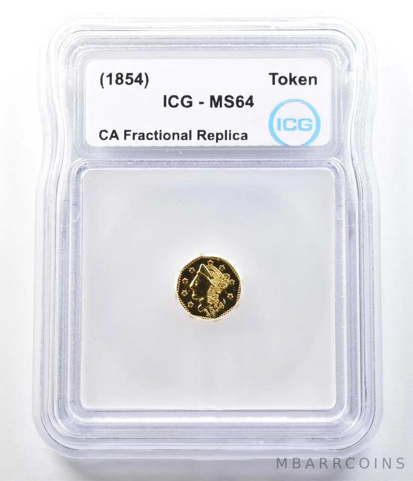 (1854) California Fractional Gold Token 1/2 Dollar Liberty Head MS64 ICG a3519