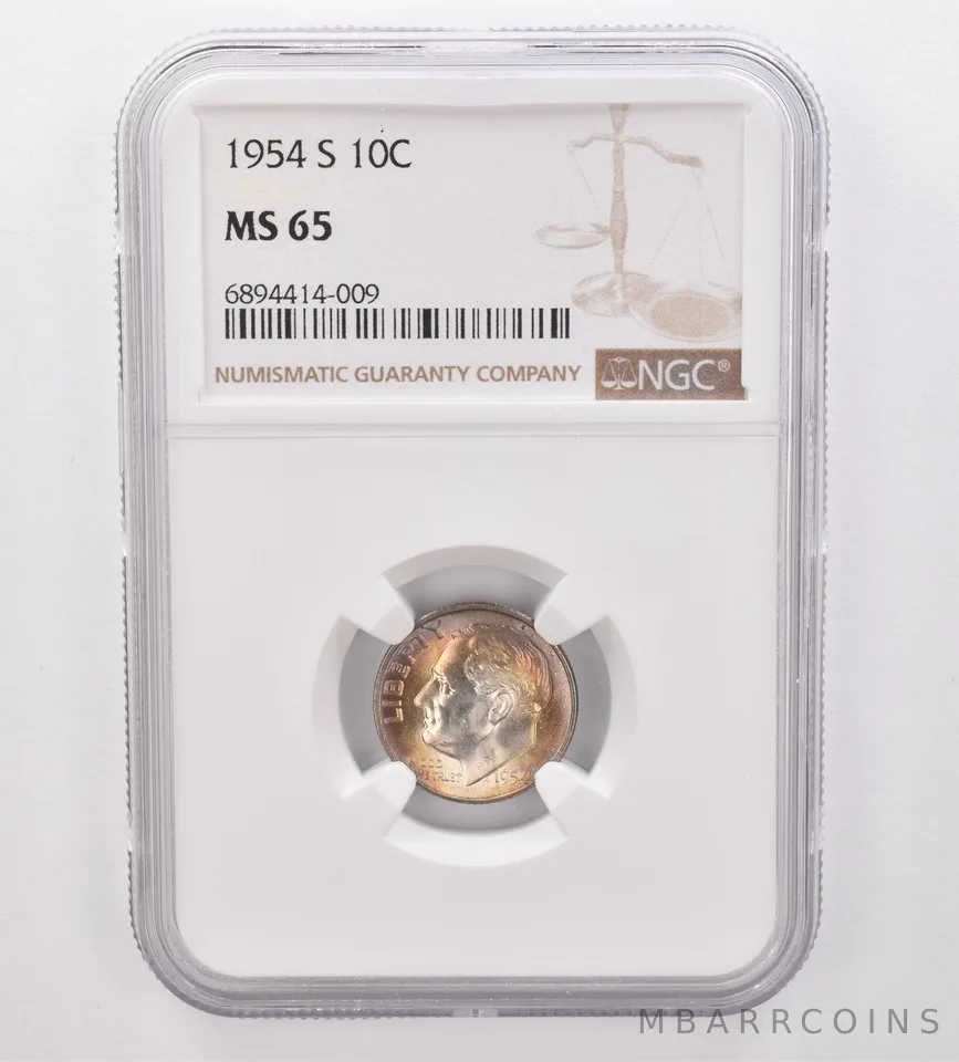 1954-S Roosevelt Dime MS65 NGC Beautiful Tone *9901