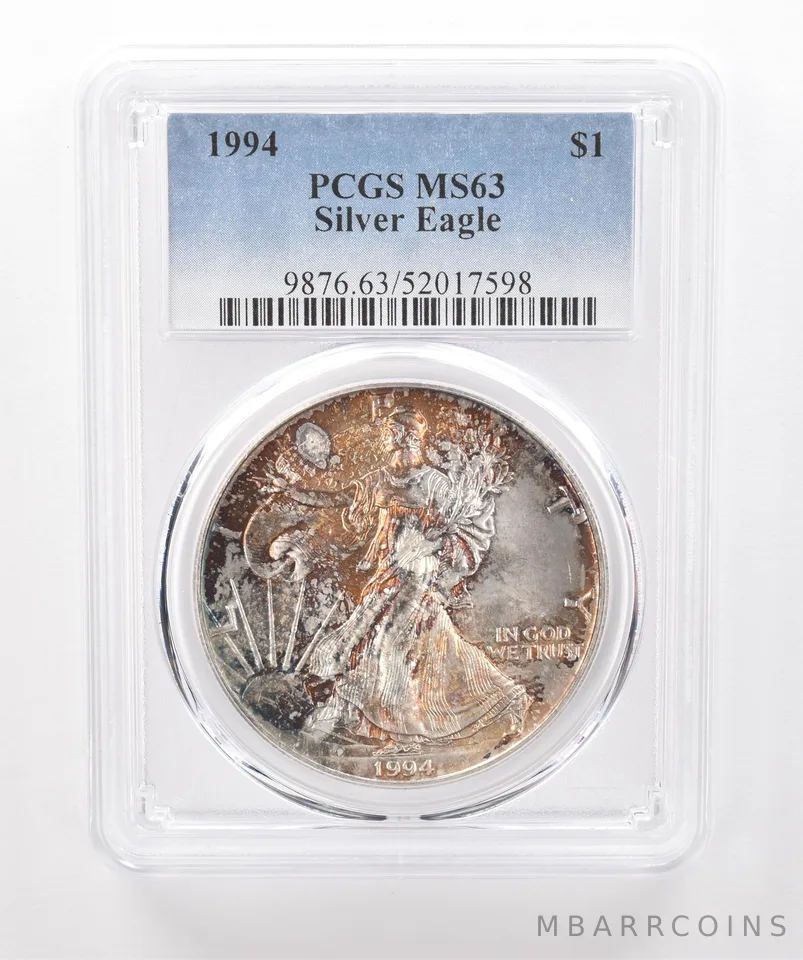 1994 American Silver Eagle MS63 PCGS Beautiful Tone *1966