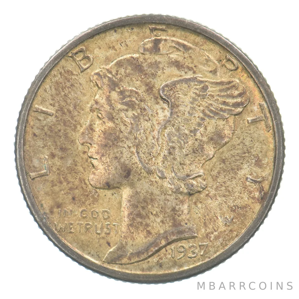 1937 Mercury Dime Beautiful Tone *5131