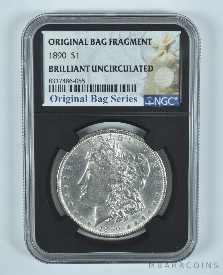 1890 Morgan Silver Dollar Original Bag Fragment BU NGC