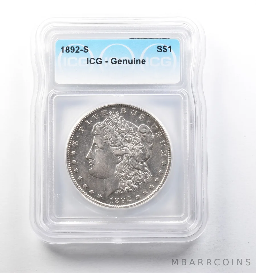1892-S Morgan Silver Dollar Genuine ICG *5755