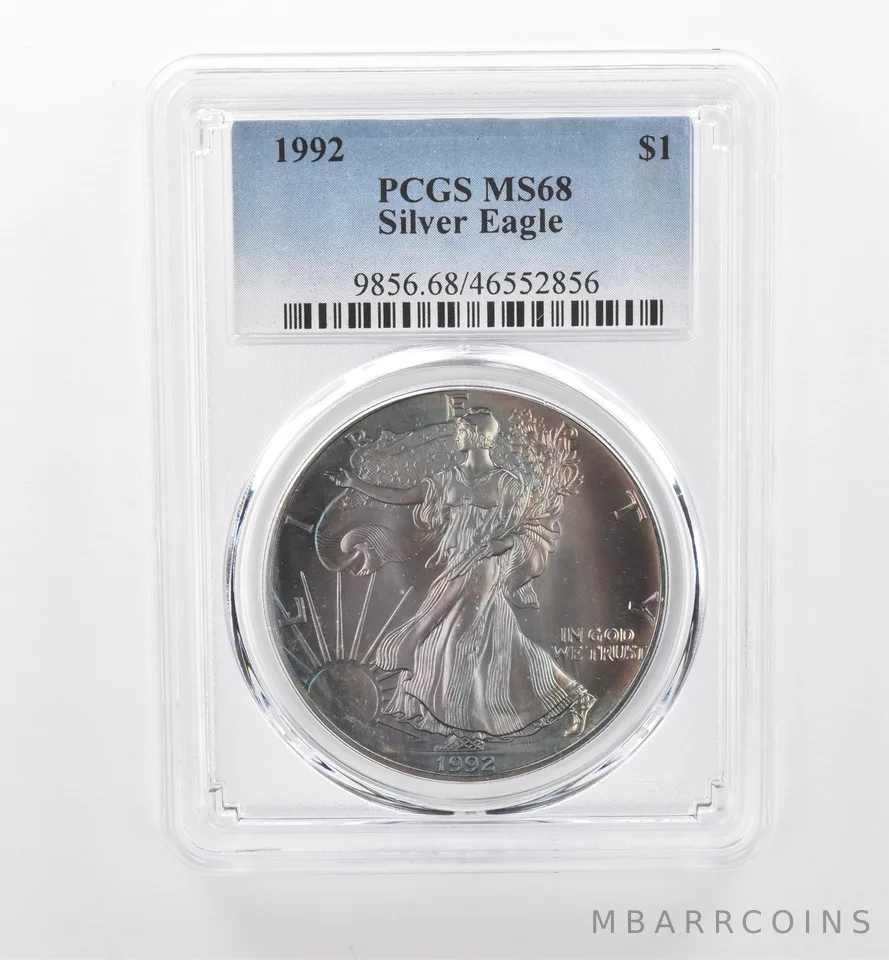 1992 American Silver Eagle MS68 PCGS Beautiful Tone *1758