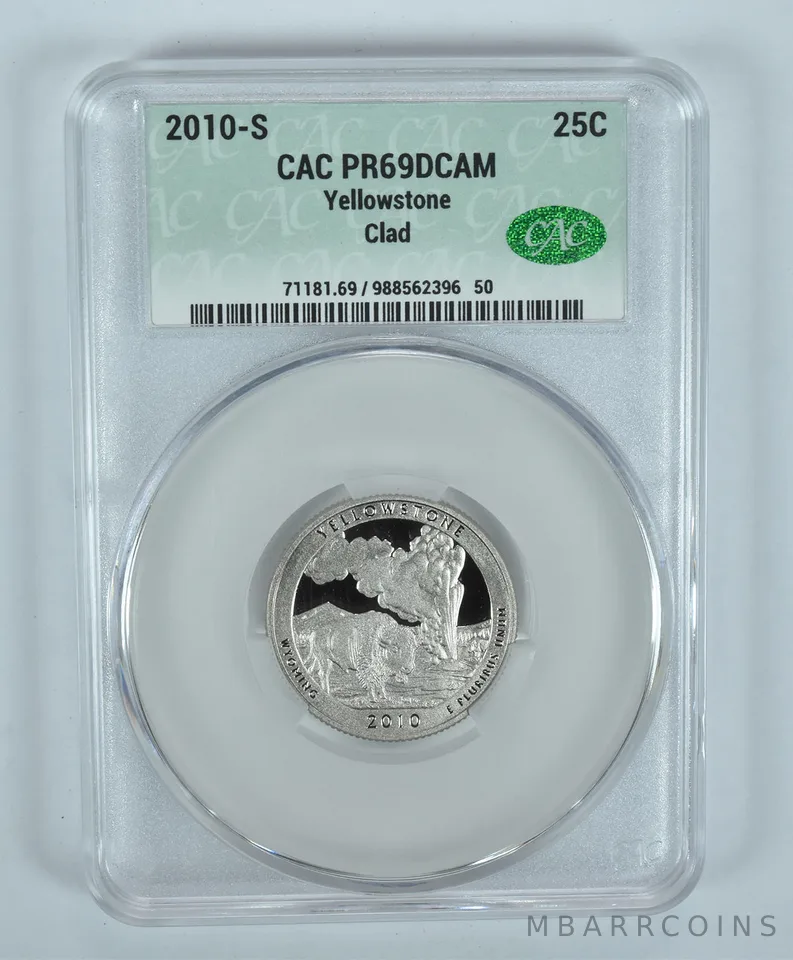 2010-S Washington Quarter Yellowstone CLAD ATB PR69 DCAM CAC CACg