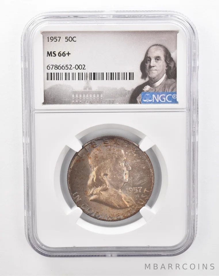 1957 Franklin Half Dollar MS66+ NGC Beautiful Tone *2872