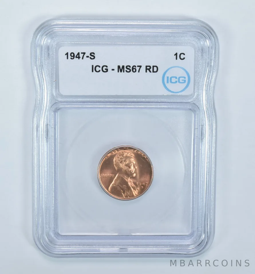1947-S Lincoln Wheat Cent MS67 RD ICG