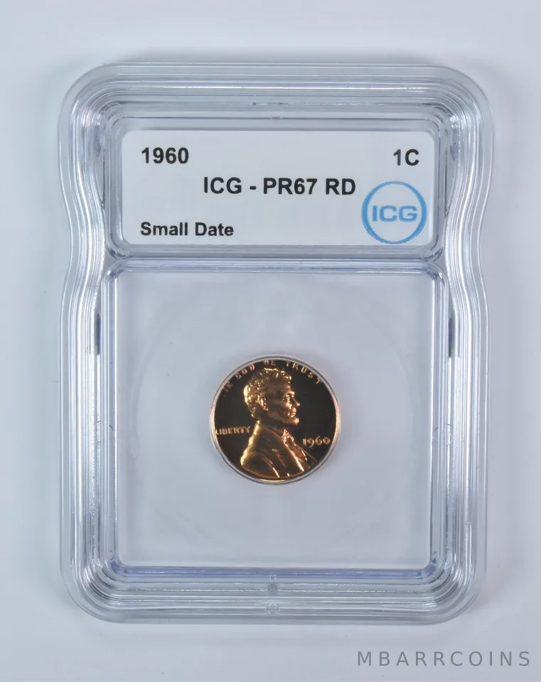 1960 Lincoln Memorial Cent Small Date PR67 RD ICG