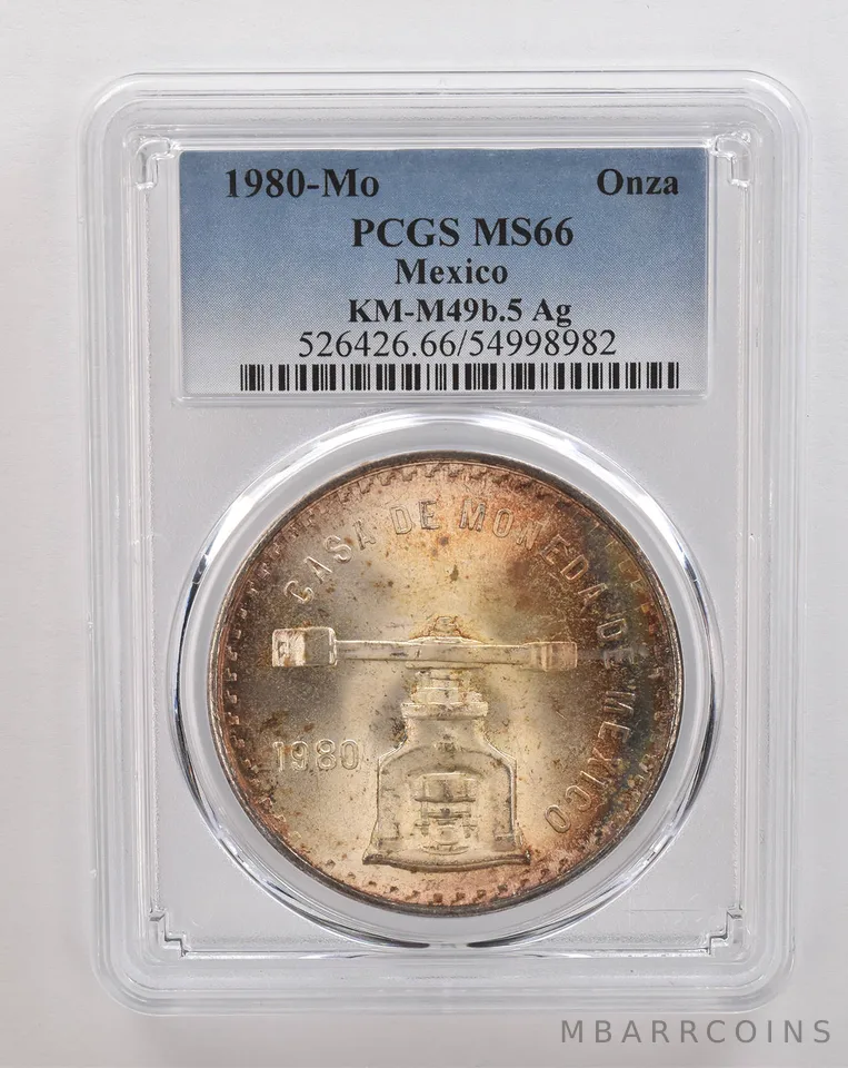 1980 Mo Mexico 1 Onza Silver KM-M49b.5 MS66 PCGS Beautiful Tone *4330
