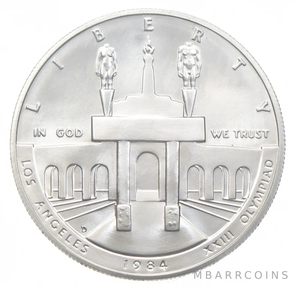 1984 Unc LA Olympic Commemorative Silver Dollar $1