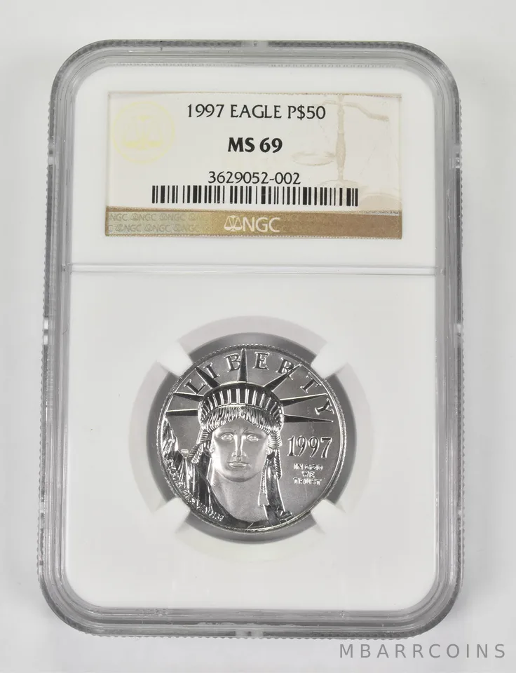 MS69 1997 $50 American Platinum Eagle 1/2 Oz .999 Fine Platinum Graded NGC *9913