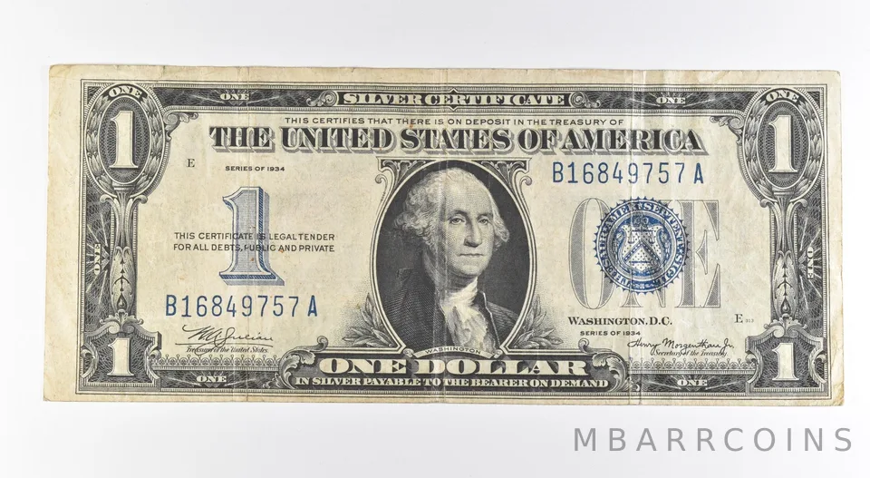 1934 $1 Silver Certificate Blue Seal *0410