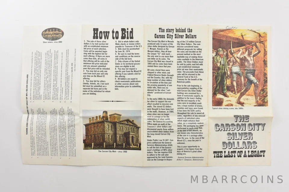 GSA The Carson City Silver Dollars Morgan CC Legacy Brochure *9800