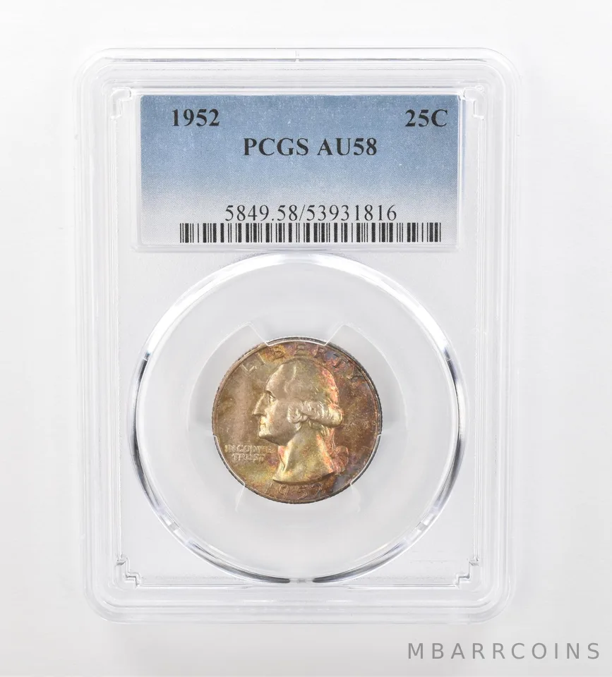 1952 Washington Quarter AU58 PCGS Beautiful Tone *0951