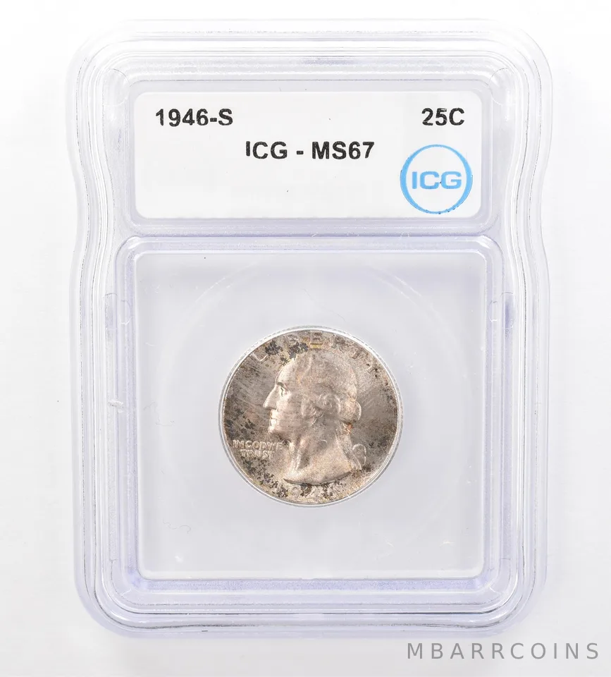 1946-S Washington Quarter MS67 ICG Nice Tone a7328