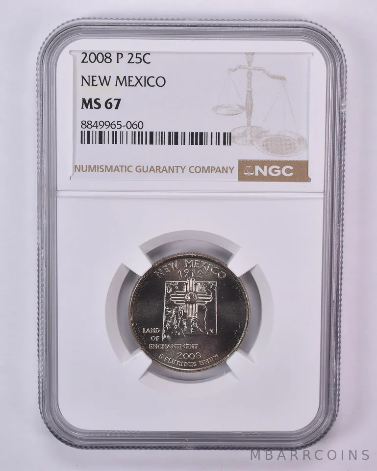 2008-P Washington State Quarter New Mexico MS67 NGC Brown Label