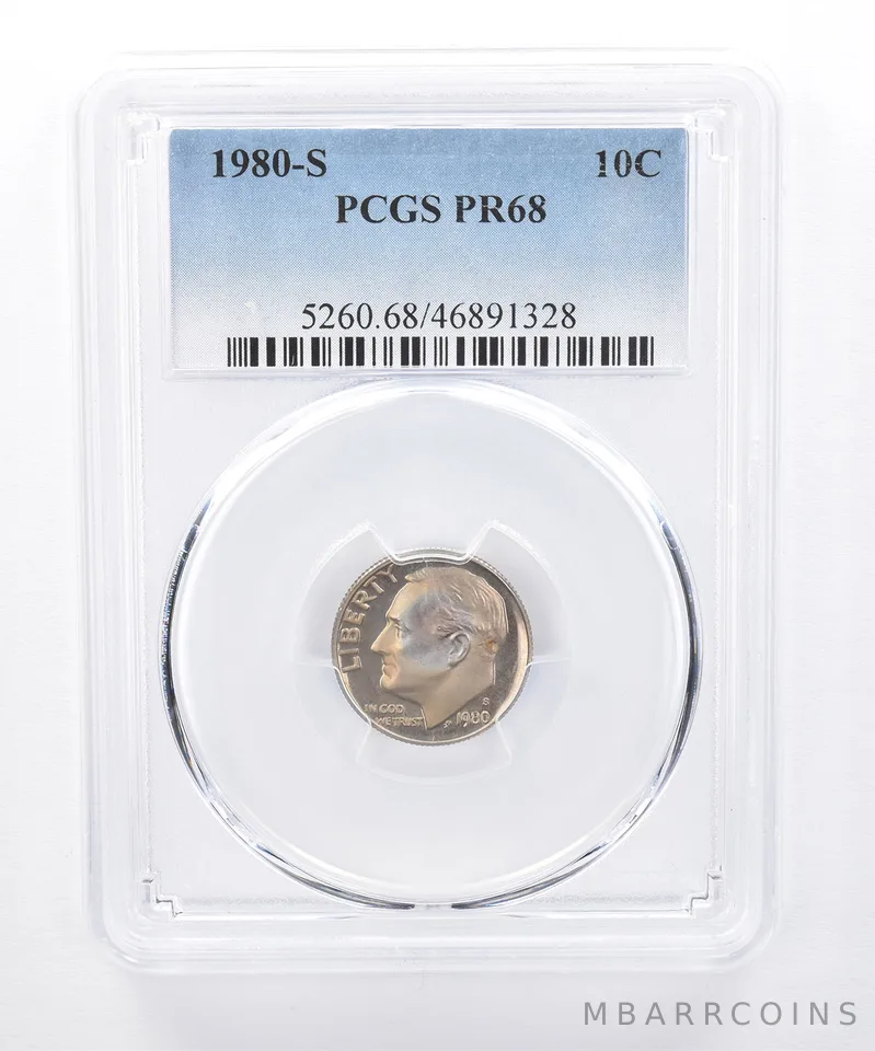 1980-S Roosevelt Dime PR68 PCGS Beautiful Tone *8332