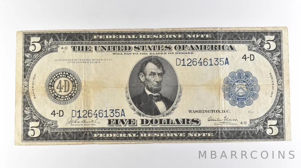 1914 $5 Cleveland OH FRN Large Note Blue Seal *3140