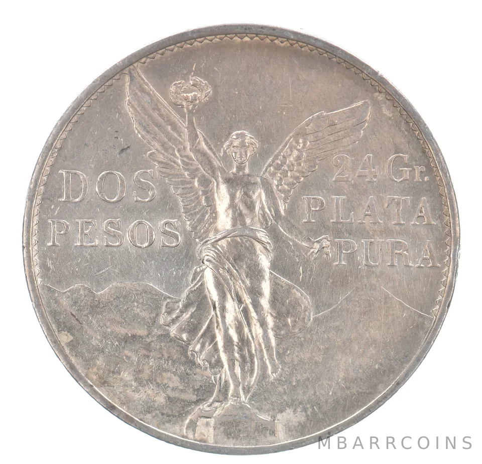 1921 Mo Mexico 2 Pesos Silver Beautiful Tone Reverse *8908
