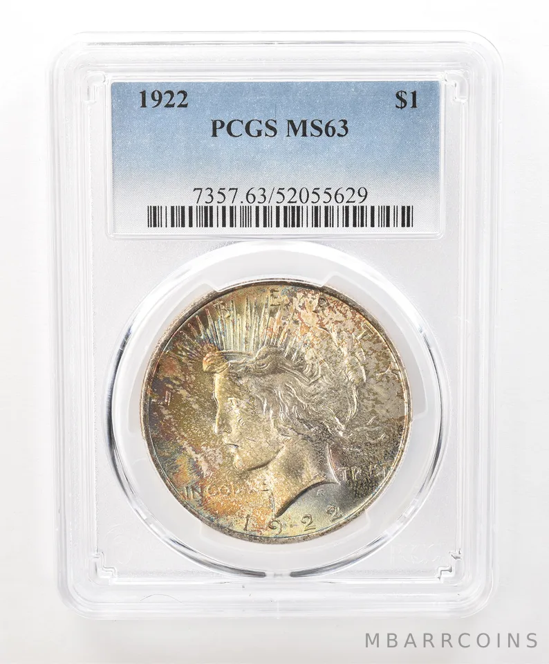 1922 Peace Silver Dollar MS63 PCGS Beautiful Tone *6640